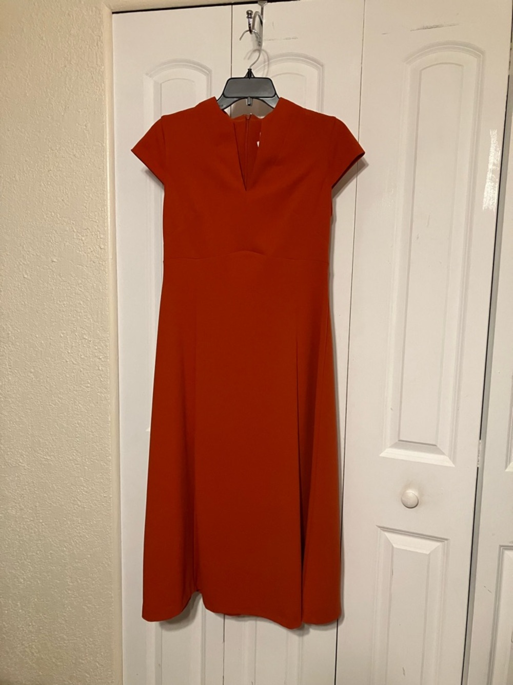 Calvin Klein burnt orange Cap Sleeve Midi Dress